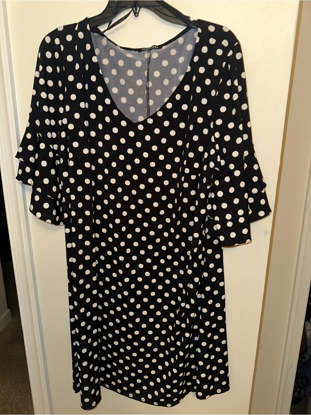 Roz & Ali Black and White Polka Dot V-Neck Maxi Dress